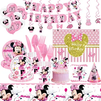 Minnie Mouse Narodeninovej Party Dekorácie Dodávky Fink Jednorázový Riad Karty Gif Taška Fóliový Balón Pozadie Dekor Baby Sprcha
