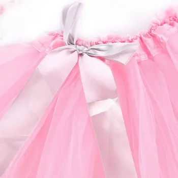 652F Dieťa Dievčatá Tanec Balet Mini Sukne je dvojitá Vrstva Bowknot Kvetinová Čipka