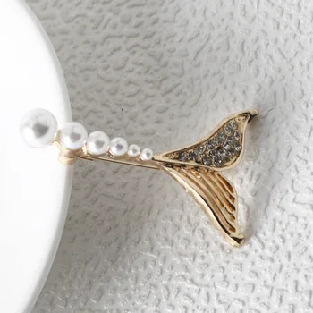Elegantné Vynikajúca Morská Víla Fishtail Crystal Pearl Odznaky, Brošne Módy Klasické Unisex Strany Svadobné Kolíky Príslušenstvo Šperky