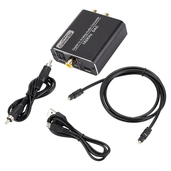 Black Digitálneho Na Analógový Audio Prevodník 192Khz DAC, Optické&Koaxiálny Na Analógový Stereo L/R RCA +3.2 Ft Optický/Koaxiálny Kábel