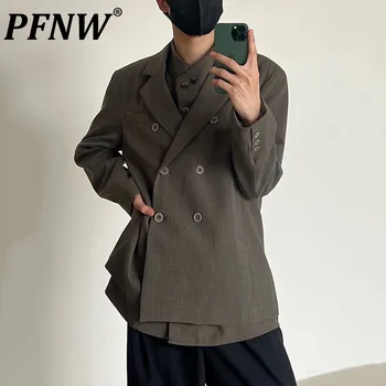 PFNW Jeseň Zima 2023 Štýlové, Nové pánske kórejský Módne Sako Male Vintage Vyhovovali Bundy Bežné Coats 2023 Trendy Topy 28W1249