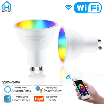 HIMOJO Wifi Tuya Smart LED Žiarovka GU10 5W RGB Stmievateľné Lampa RGBCW Svetlá Diaľkové Ovládanie Práce S Alexa Domovská stránka Google