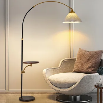 Nordic Poschodí Lampa Moderného Obývacej Miestnosti Podlahové Svetlá S Textílie/Železo Tienidlo LED Gauč Čaj Stôl Rohu Svetlo Spálňa Stojan na Čítanie