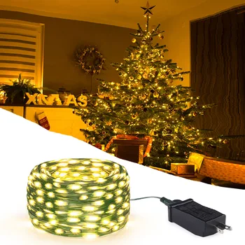 100M 800LED Vianočné Girlandy LED Víla Svetlo 50 M 30 M 20M 10M Zelený Drôt String Svetlá Svadobné Party Dovolenku Dekorácie 8 Režimov