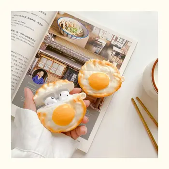 Roztomilý 3D Vyprážané Vajcia Tvar Slúchadlá puzdro Mäkké Ochranné obaly na Airpods 1 2 3 Pro pre Huawei Freebuds 4 kom 4i 5i 3 Pro