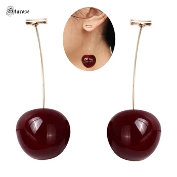 Starose 2 ks Roztomilé Červené Cherry Náušnice pre Ženy, Dievčatá, Zlatá Farba Živice Ear Piercing Helix Tragus Náušnice Pircing Telo Šperky