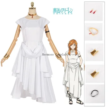Flamme Cosplay Kostým Anime Sousou Č Frieren Flammel Zamaskovať Biele Šaty Dospelých Žien Oblečenie Halloween Roleplay Con Oblečenie