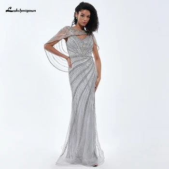 Lakshmigown Luxusné Strieborné Sexy Elegantné Večerné Šaty Diamond Korálkové Morská Víla Šaty 2024 Pre Ženy Formálne Svadobné Party