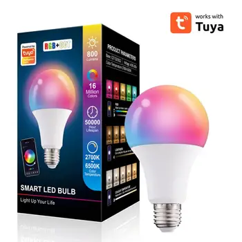 Tuya Smart Led Žiarovka Svetla 10W E27 B22 Tuya Ovládanie RGB+SCS Farebné Led Lampa Pracuje S Alexa Domáce Inteligentný Život