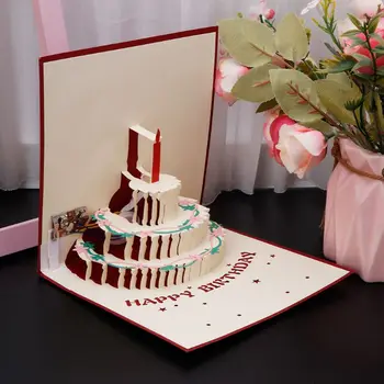 3D Pop-Up Pohľadnice Happy Birthday Cake Hudby LED Pohľadnica Obálky Nové