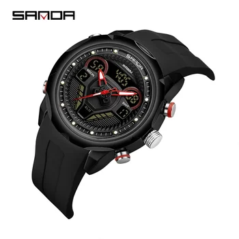 SANDA 9022 Mužov Multifunkčné Vonkajšie Nepremokavé Elektronické Hodinky Digitálne náramkové hodinky Študent Módny Trend Vojenské Štýl