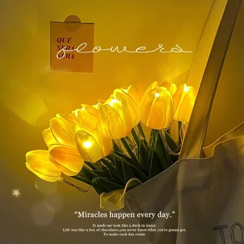 10/15pcs LED Tulipány Umelé Kvety Simulácia Kvet Nočné Svetlo Domáce Vnútorné Výzdoba Svadby, Narodeniny, Valentína Darček