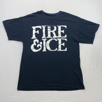Vintage Fire & Ice T Shirt Dospelých Veľké Čierne Vyblednuté obojstranný Triple B Záznamy dlhé rukávy