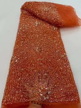 DUOFEIYA High-End Ručný Korálkové Čipky Textílie Farebne Výšivky francúzskej Čipky Svadobné Šaty Vyšívané Tylu Textílie