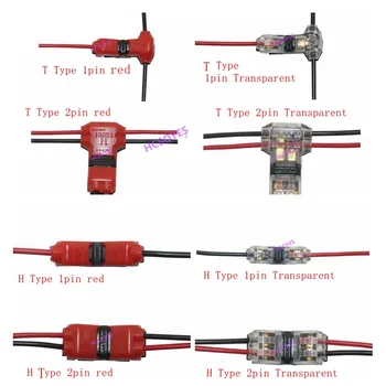 10pcs Typ Škótskej Zámok Rýchle Spájať Konektor Kábla 1pin/2pin H/T Terminály Krimpovacie Elektrické Car Audio Použiť pre Led Pásy