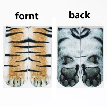 Street Style Ženy 3D Mačka Packa Krátke Ponožky Jar Leto Tiger, Leopard Opice Vzorované Ženy Dámy Tlač Zvierat Ponožka
