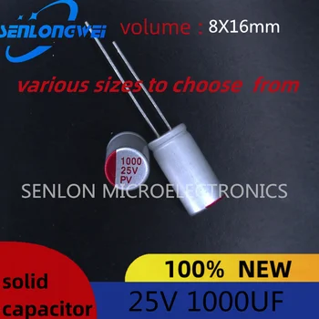 10pcs nový Pevný kondenzátor 25v 1000uf objem 8x16mm DIP Pevné Elektrolytický Kondenzátor Hliníkové elektrolytické kondenzátory