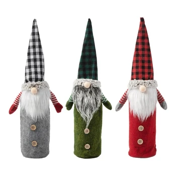 Vianočné Mono Fľaše Vína Kryt 3ks Roztomilý Elf Gnome Dekoratívny Ornament pre Domáce Narodeninovej Party Ploche Dekorácie
