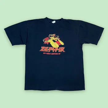 Vintage 90. rokov Zephyr Video Hry New World Computing Grafické T-Shirt Čierna, Veľkosť XL dlhé rukávy