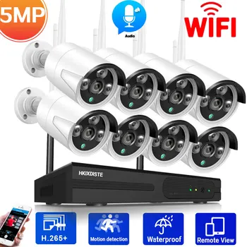5MP Bezdrôtový Wifi kamerovým Systémom Vonkajšie Audio Záznam 8CH CCTV NVR Auta Nepremokavé Wifi IP Kamera, Video Dohľad Auta