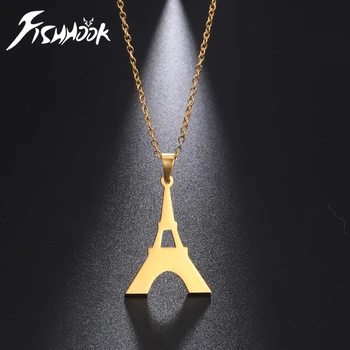 Fishhook Eiffelova Veža Náhrdelník Francúzsko Francúzsky Paríž Reťazca Darček Pre Muža, Ženu, Z Nehrdzavejúcej Ocele S Príveskom, Módne Šperky