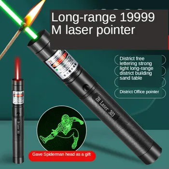 Bolígrafo láser de alta potencia, luz recargable, potente, luz verde de largo alcance, puntero estrellado, linterna láser
