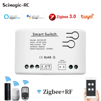 220V Zigbee Tuya Relé Smart Home Switch Modul APLIKÁCIU Diaľkové Ovládanie Bezdrôtový modul RF 433 1 Kanál Relé Pre Zigbee Bránou Hub