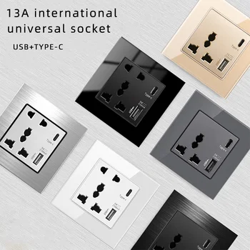 Medzinárodné univerzálny päť-jamkové USB zásuvky v stene, 18W Typ-c, USB konektor, adaptér,Smart Plnenie grey/black/white/gold AC110V-250V