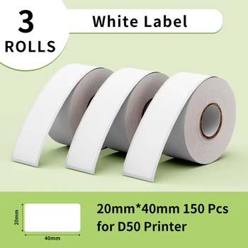 Phomemo D50 Štítok Tepelné Pásky Samolepiace Etikety Papierové White Label 20x40mm 150 Labels/Roll Nepremokavé Oilproof Odolnosť voči Oderu