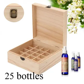 25 Sloty Drevené Esenciálny Olej Fľaše Aromaterapia Kontajner Vykonávať Organizátor Úložný Box