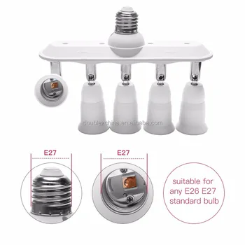1 Až 5 E27 Na E27 Pätica Splitter Nastaviteľné Prevodníky Lampa Base Držiak Pre LED Žiarovka E27