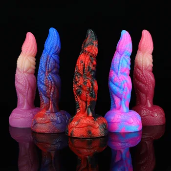 Exotických zvierat silikónové dildo Cudzincov Nové análny plug, mäkké zmiešané farby sexuálne hračky žena simulácia penis masturbator Dospelých dodávky