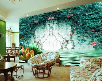 Beibehang Vlastnú tapetu zelené viniča, odraz 3D priestor TV tapetu pozadia domova obývacia izba, spálňa 3d tapety