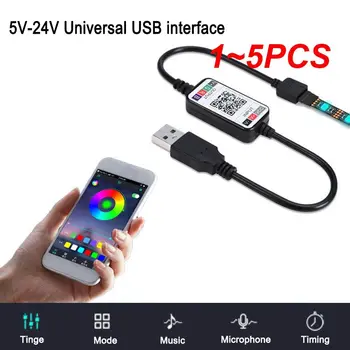 1~5 KS Univerzálny Mini Bezdrôtovej 5-24V Smart Telefónu Ovládanie RGB LED Pásy Svetla, Radič USB Kábel 4.0 Pre Hotel Bar