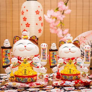 8 palcový šťastie mačka dekorácie obchod otvorenia darček triasť ruky domácnosti pokladničné veľkosť keramických fortune mačka dekorácie remeslá