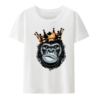 Gorila Kráľ Alfa Potlačené Bavlnené Tričká S Krátkym Rukávom Letné Tričká Bežné Topy Legrační Opice Tees