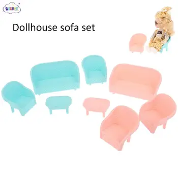 1Set 1/12 domček pre bábiky Mini Nábytok Sofa Model Simulácie Obývacia Izba Deti Predstierajú, že Hrať Bábiky Dom Dekorácie, Doplnky