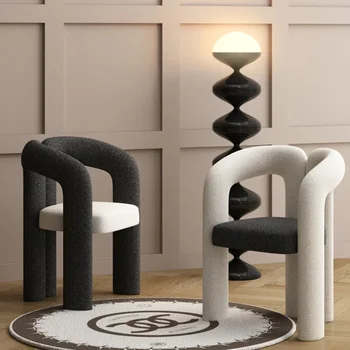 Svetlo Luxusný Jedálenský Stôl a Stoličky ovčej vlny Operadlo, toaletný stolík a Stolička Káva Stoličky