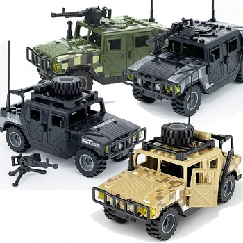 Vojenské Vozidlo Hummered Automobilov Jeep Model americkej Armády Útok Auto, Špeciálne Sily Údaje Zbrane Príslušenstvo Tehla Deti Darček Hračky