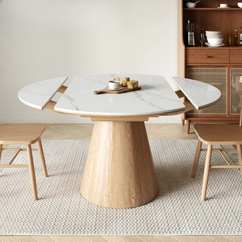 Nordic masívneho dreva rock rada rozšíriteľný a skladací jedálenský stôl, malé domáce štvorcové a kruhové dual-purpose jedálenský stôl