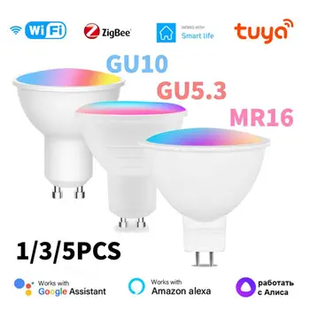 Tuya Zigbee/WIFI Smart Žiarovky GU10/GU5.3/MR16 RGB Stmievateľné LED Lampa 5W Inteligentný Život Pozornosti Ovládanie Prostredníctvom Alexa Domovská stránka Google