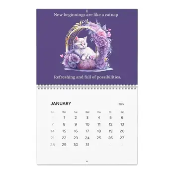 Vtipné Mačku Kalendár 2024 Mesačné Mačky, Kvetinové Steny Kalendárnom Roku 2024 Mačky Mesačný Nástenný Kalendár Nástenné Kalendáre Roztomilé Mačacie Plemeno Darček Mačiatka
