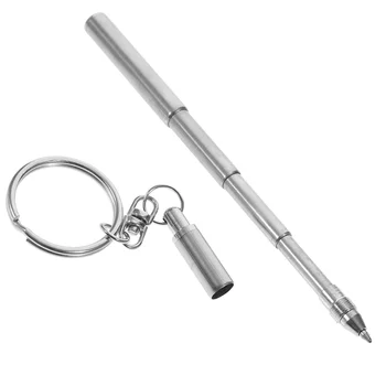 Pero Zaťahovacie Tvar Keychain Mini Kovový Krúžok Na Prenosné Nehrdzavejúcej Ocele, Teleskopické Guľôčkové Pero Keychain Nástroje