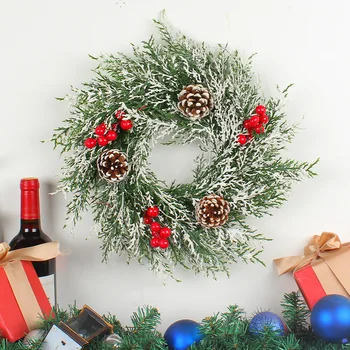 Vianočné simulácia červeného ovocia veniec dekorácie Vianočné borovicová šiška viniča kruhu domov dovolenku dekorácie dverí visí