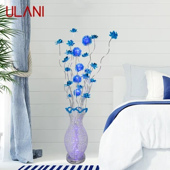 ULANI Nordic Modrá Poschodí Lampa Moderného Umenia Obývacia Izba, Spálňa Hotel Hliníkový Drôt LED Originality Kvet Dekoratívne Svetlo