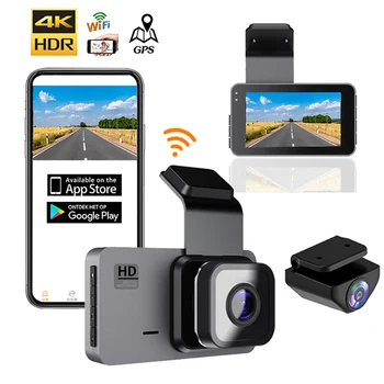 4K Auta DVR WiFi GPS Dash Cam 2160P Disk videokamery Vozidla Kamerou na Nočné Videnie Auto Black Box Parkovanie Monitor Registrátora