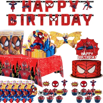 Nový Spiderman Party Dekorácie, Papierové Poháre Taniere Obrúsky Tortu Vňaťou Balóny Superhrdina Tému Deti Chlapcov Narodeninovej Party Dodávky