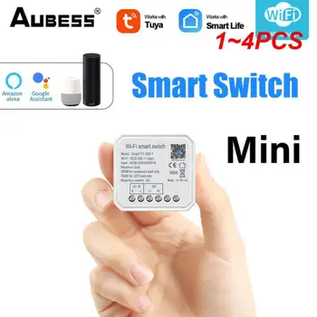 1~4PCS Mini Tuya Alice Smart Home 2/1 Gang WIFI Prepínač Bezdrôtovej Relé Modul Smart APP Control Pre Alexa Domov Yandex