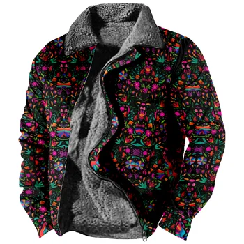 2024 Nové pánske Teplé Fleece Bundy Vytlačí Bežné Zimné Oblečenie s Dlhým Rukávom Mikina Bežné Bunda s Kapucňou Streetwear