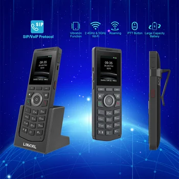 LINKVIL Prenosné Dual Band IP Telefón s Opasok Bezdrôtový SIP Telefón s Lítiové Batérie, Nabíjanie Telefónu